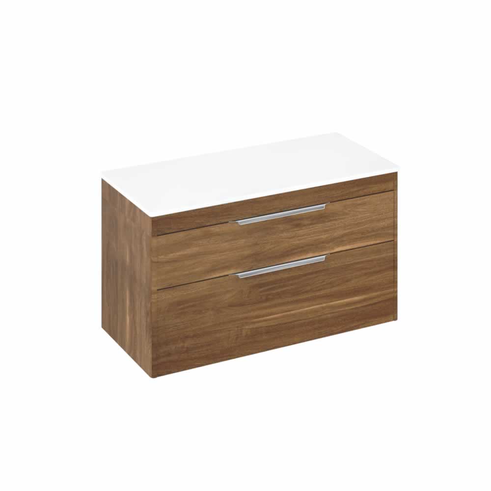 Shoreditch 100cm double drawer Caramel with White Worktop